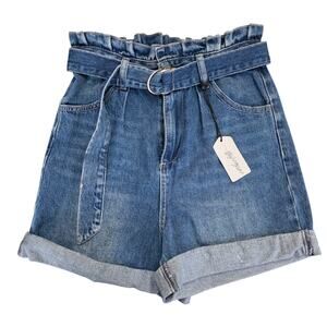 NWT Twelve by Ontwelfth Paper Bag Waist Denim Shorts Size Small